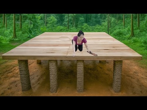 Girl build Wooden House in 60 days According to her design - Wooden Floor