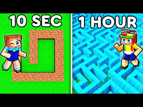 10 Seconds vs 1 Hour GIANT MAZE Build Challenge!