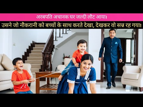 करोड़पति अचानक घर जल्दी लौटा, नौकरानी को बच्चों के साथ घोड़ा खेलते देख वो निशब्द रह गया।
