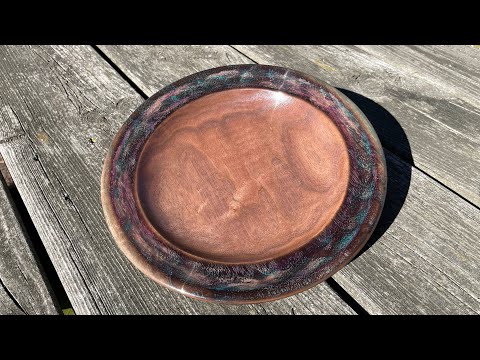 Woodturning, Burning And Coloring A Black Walnut Platter - Watch And Relax As I Do