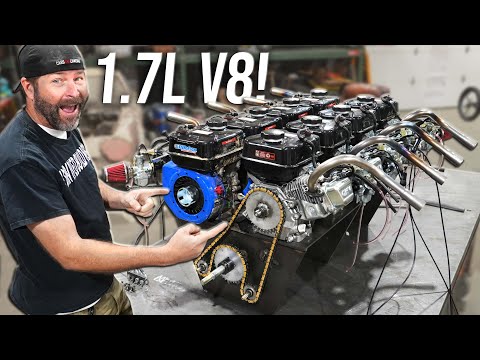 We Built a Custom V8 Engine out of Lawn Mower Engines!
