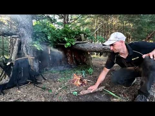 Lonely camping on an island, solo shelter, fishing, overnight stay