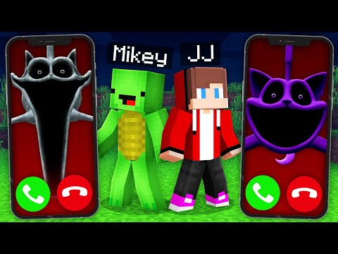 Why Scary CATNAP CALL to JJ and Mikey at NIGHT in Minecraft Maizen!