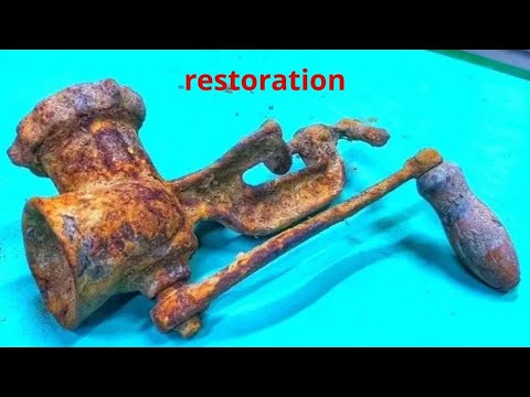 π Rusty Antique Meat Grinder Restoration // Restore and Reuse Old Rusty Meat Slicer