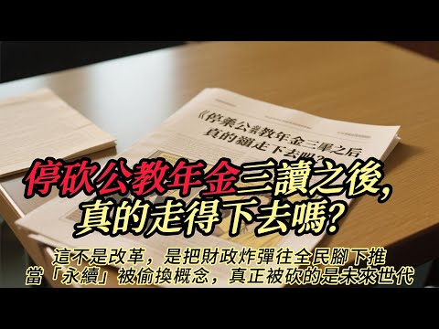 🔥《停砍公教年金三讀之後,真的走得下去嗎?這不是改革,是把財政炸彈往全民腳下推》——當「永續」被偷換概念,真正被砍的是未來世代