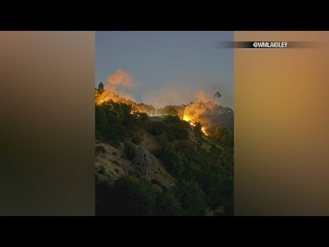 Fire burns near Grizzly Peak in Berkeley Hills