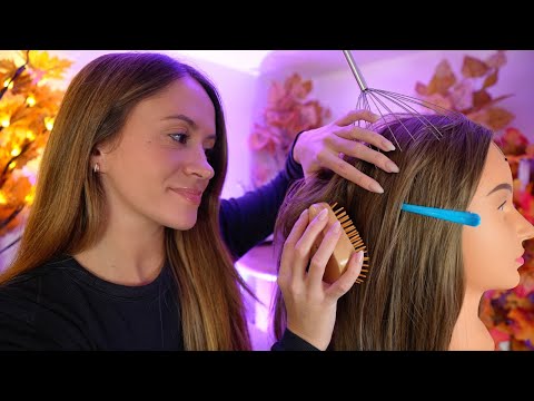 ASMR 1 Hour Of Playing With Your Hair In Class (hair brushing, braiding, clipping)