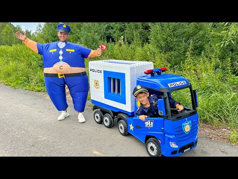 Police adventures in a New Police Car with Sofia and Friends