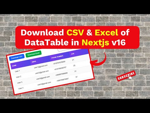 How to Export DataTable Data in Nextjs v16 Tutorial || DataTable with Nextjs