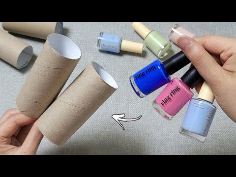 Look What I Did with Cardboard Roll and Nail polish! Great recycling ideas - DIY
