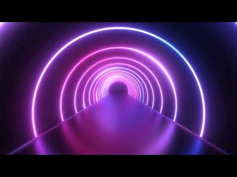 4K60FPS ScreenSaver Futuristic Neon Laser Rings Of Ultraviolet Fluorescent Light Tunne