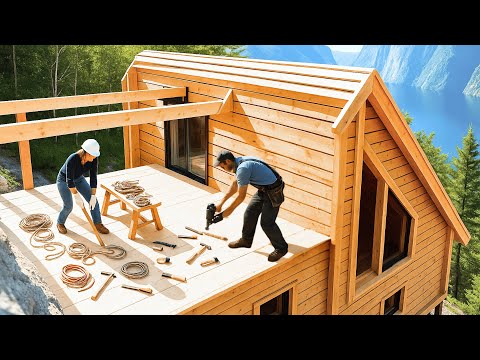 Couple Builds Cozy Off-Grid Cabin From Scratch | 1-Year Timelapse by @woodjunkie_yt