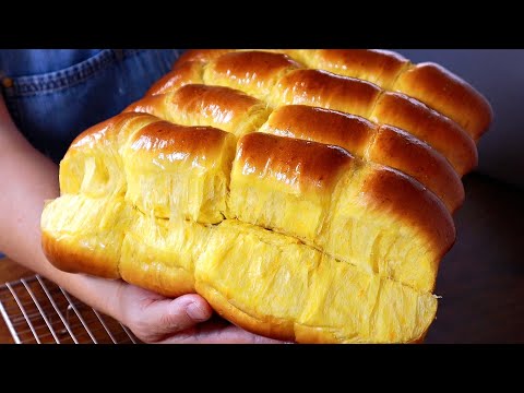 不加一滴水,100%南瓜🎃製作麵包,又香又軟,拉絲一流!簡單又實用,美味的早餐麵包食譜,一定要試一試【阿栗食譜466】