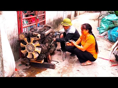 Rebuilding a 4 cylinder diesel engine from a junkyard // Truck engine overhaul