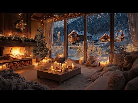 Snowy Winter Night | Relaxing Piano and Fireplace Sounds for Focus, Sleep & Holiday Calm