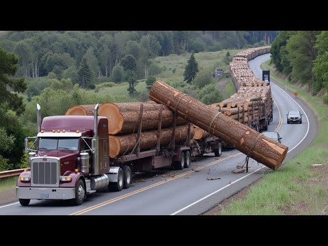 INSANE Logging Truck Driving Skills – Oversize Timber Loads & Fastest Chainsaw Machines! #3