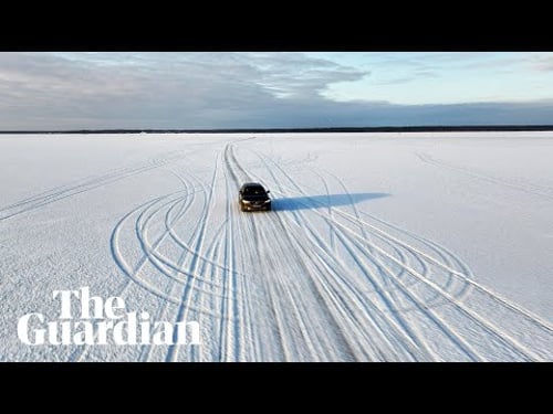 Drone video shows 'ice road' across frozen sea