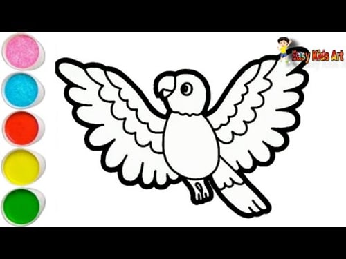 🦜 Cute Parrot Drawing & Coloring 🖍️ | Easy Kids Art