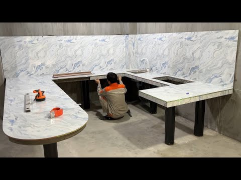 Projects Construction & Install Concrete Kitchen Table Directly With Ceramic Tiles Modern
