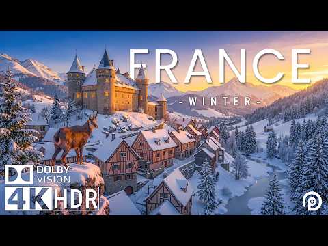 France 4K - Winter Wonderland of Snow-Covered Castles, Majestic Alps & Frozen Valleys