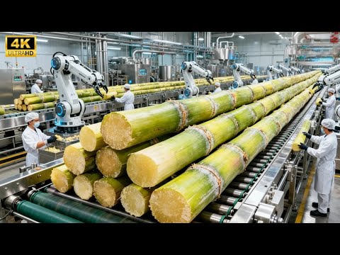 초현대식 사탕수수 설탕 공장 내부: 신선한 사탕수수에서 순수한 결정 설탕까지 | 전 공정 공개 | TN Process Factory