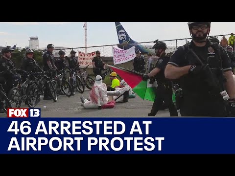 Pro-Palestine demonstrators arrested after blocking airport traffic for hours | FOX 13 Seattle