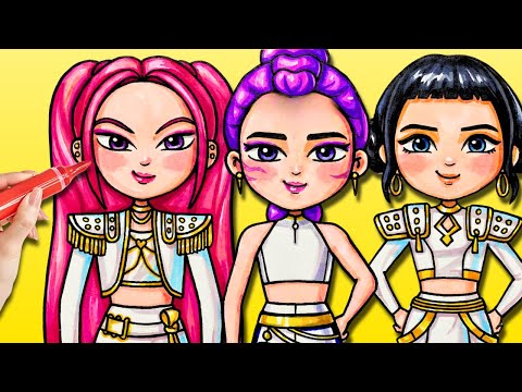 Drawing & Painting Huntrix from KPop Demon Hunters ⭐️ DIY ART WITH MARKERS FOR KIDS