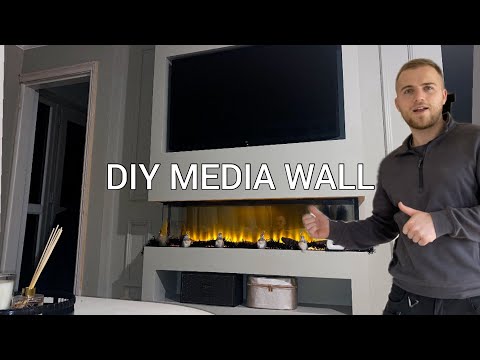 DIY FULL Media Wall Build | With a 3 sided electric fireplace!
