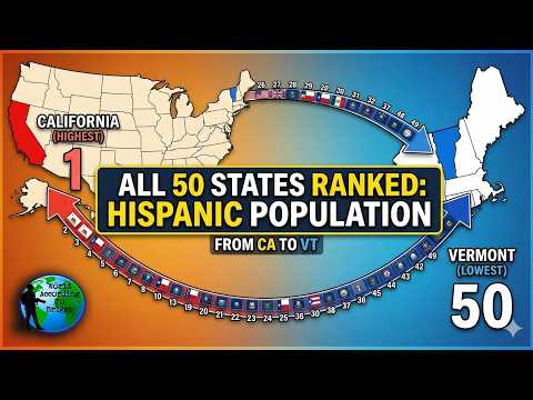 The Least to Most Hispanic States in America (ALL 50 State Populations Ranked)