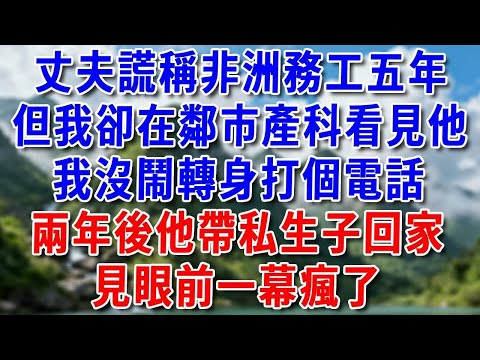 丈夫謊稱非洲務工五年,但我卻在鄰市產科看見他!我沒鬧轉身打個電話,兩年後他帶私生子回家,見眼前一幕瘋了#好運年年#為人處世#生活經驗#情感故事#養老#睡前故事