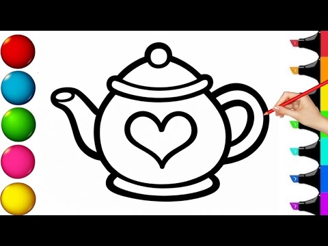 How to Draw a Kettle Step by Step | Easy Drawing for Kids | Coloring Fun