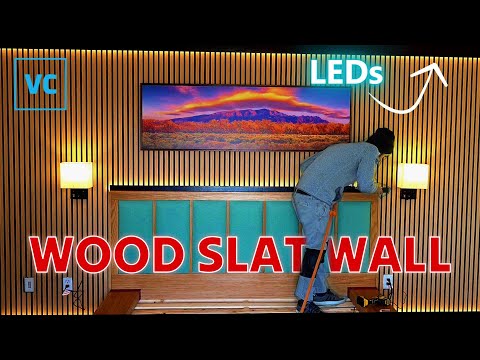 How to install Wood Slat Wall with LED lights and CUSTOM Trim
