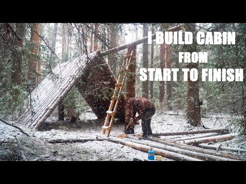 How to build big log HOUSE from START to FINISH 40 days in the forest. WOODWORKING