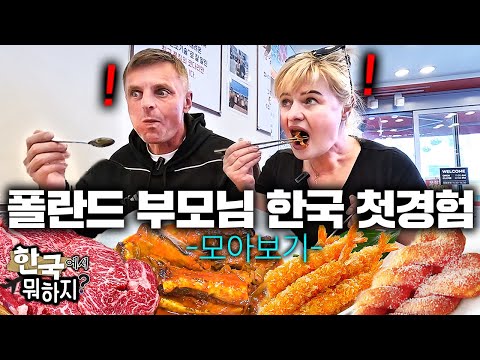 입맛 까다롭던 폴란드 부모님 눈 번쩍 뜨이게 만든 한식 먹방 모아보기! (코다리, 한우, 꽈배기, 호떡, 새우튀김, 한국집, 한국시장, 롯데타워, 지하철, 화장실)