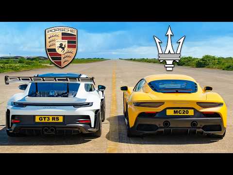 Porsche 911 GT3 RS v Maserati MC20: DRAG RACE
