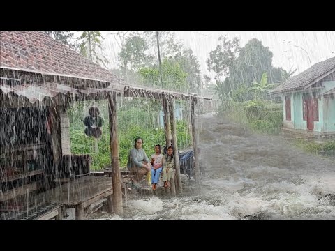 Very heavy rain strong wind in indonesia village | solution for insomnia