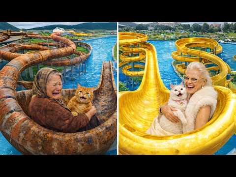 💧 POOR Granny & Kitten TURNED Their House Into A WATERPARK But Rich Lady Destroyed Everything #cat