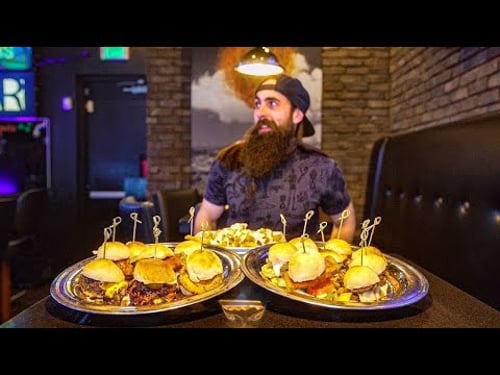IN VEGAS THEY CALL THIS 'THE BAR GAMBLE' | BORN & RAISED'S $75 SLIDER CHALLENGE | BeardMeatsFood
