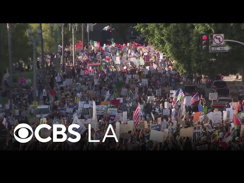 Peaceful protests devolve into clashes with police in downtown LA