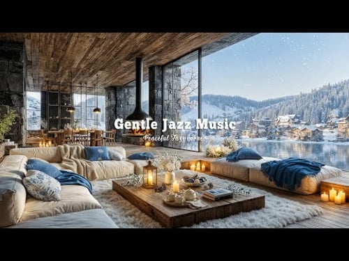 Calm Snowy Winter Morning To Deep Focus | Gentle Jazz Music In Cozy Living Room For Relaxing Mind