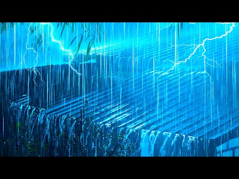 Heal the Soul to Sleep Deeply with Heavy Rainfall & Powerful Thunder on a Tin Roof in the Forest