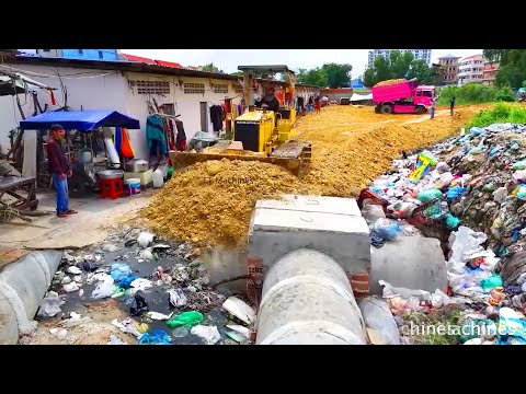 Wow So Great Removal Clearing Trash Delete Sewage System In Small Village By Dozer & Dump Trucks