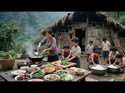 【一家七口隐居深山】今天越南叔叔来家里看石榴,妈妈准备做饭,孩子们帮妈妈干活!#农村生活#亲子