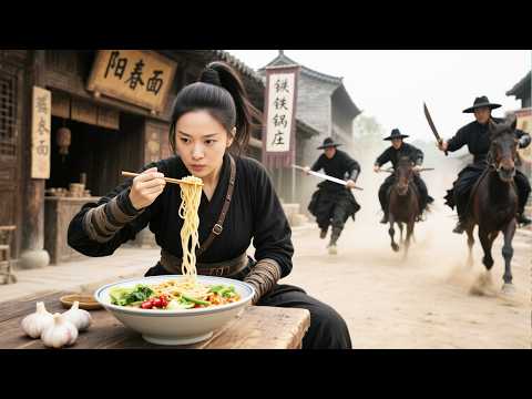 Kung fu film!Thugs bully an old man,but a girl eating noodles nearby is a master and wipes them out.