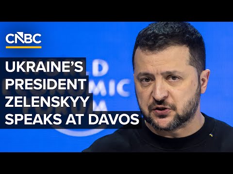 Ukraine’s President Volodymyr Zelenskyy speaks at the World Economic Forum in Davos — 1/22/26