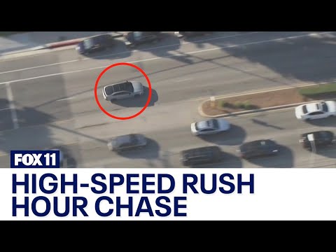 Police chasing robbery suspect through LA County