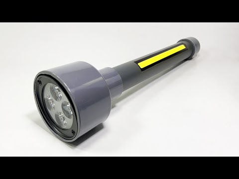 How to make PVC Flashlight Torch using Motor Bike Fog Light (Dual Mode LED Torch)