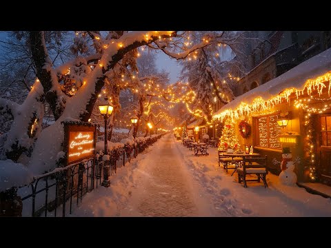 Slow & Cozy Jazz for a Quiet Snowy Night ❄️Vintage Christmas Coffee Street Ambience for Calm Moments