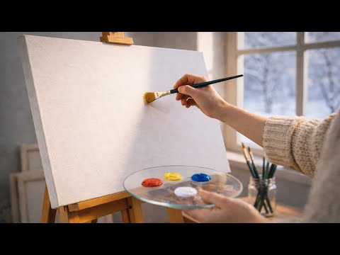 Winter Morning River Landscape ❄️🌅 | Relaxing Acrylic Painting for Beginners