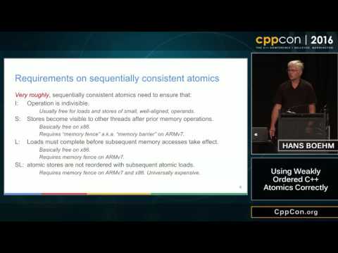 CppCon 2016: Hans Boehm “Using weakly ordered C++ atomics correctly"